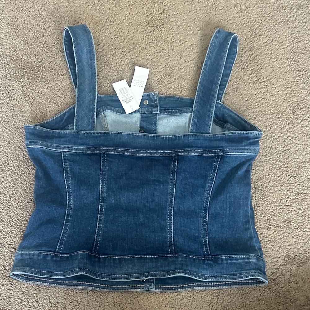 White House Black Market Blue Denim Top - Picture 3 of 4